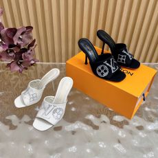 LV ST39268 Fashionable lychee patterned cowhide high-heeled slippers with high-end design and versatile open toe slippers