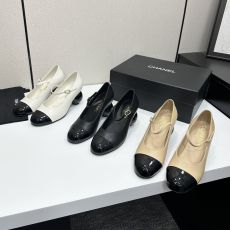 ST67054 chanel Elegant Fashionable spherical heel design versatile round toe high-quality genuine leather high heels