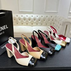 ST95237 New Arrival Two-Tone Slingback Heels Women's Square Toe Block Heel Sandals Slip-on Back Strap Comfortable Shoes for Daily Formal Wear