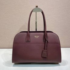 ST52228 Luxury Burgundy Leather Dome Satchel Bag Female Top Handle Large Capacity Office Shopping Handbag