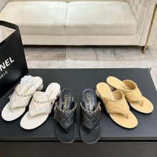 ST45215 Summer hot item clip on high-heeled slippers fashionable luxury chain pearl heel slippers