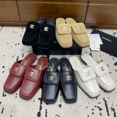 ST27761 New Women's Classic Metal Buckle Slip-On Backless Loafers Genuine Leather Suede Square Toe Flat Slides Casual Office Slippers for Women