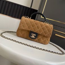 ST87380 CHANEL 25ss Deer Skin Light Gold Buckle Handheld and Crossbody Bag Multi functional Large Capacity Shoulder Bag AS2431
