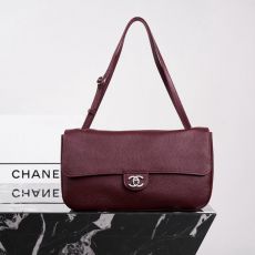 ST24486 CHANEL 26s Spring/Summer MAXI Lid Bag Wine Red Shoulder Bag Thick Plated All Steel Hardware Exclusive Bonaudo Calf Leather