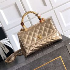 ST95442 CHANEL 25K Gold Diamond Hollow Bracelet Cocohandle Classic Crafted from Tire Leather, Pure Copper Metal with Diamond Handle