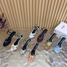 ST12987 Ladies Vintage Hollow Cutout Multi Band Ankle Buckle Stiletto Heel Sandals Open Round Toe Metal Sandals