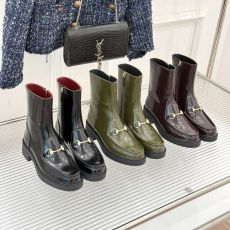 ST29332 GUCCI Horse style buckle thick soled short boots fashionable and versatile Side zipper motorcycle short boots
