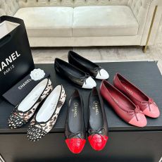 ST12708 Classic Double C Bow Color blocked Flat Shoes Retro Elegant Ballet Shoes