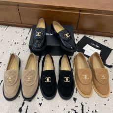 ST43798 Luxury Designer Style Women Loafers Cow Leather Quilted Slip-On Shoes Classic Double C Metal Logo Flat Shoes Casual Business Office Loafers
