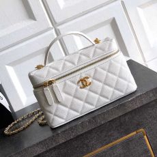 ST21068 CHANEL 26C LP Leather Lunch Box Bag, Daily Makeup Bag, Fashion Handheld Crossbody Bag, Chain Detachable