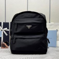 ST33167 Black Nylon Triangle Logo Backpack Men Women Multi Pockets Large Capacity Daily Travel School Backpack