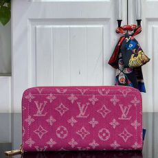 ST16040 LV Pink Denim Monogram Long Wallet Women Full Zipper Card Holder Luxury Designer Clutch Purse