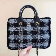 ST97576 CHANEL 25N Thousand Bird Grid Tweed Woolen Tote Bag Classic Version Tote Bag Original Genuine Woolen Fabric