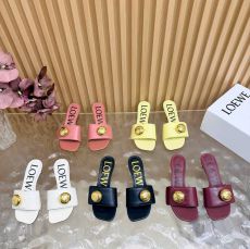 ST73125 Gold Round Buckle Decor Flat Slide Slippers Square Open Toe Slip Mules Luxury Brand Style Daily Walking Beach Holiday Sandals