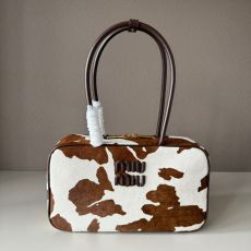 ST39329 MIU MIU new product cowhide and sheepskin Bean exquisite unique texture handbag animal cow print