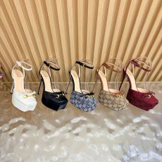 ST44863 Sexy Women Platform Stiletto Slingback Heels Sandals Vintage Print Leather Party Evening Dress Shoes