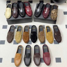 ST95564 YSL High quality outdoor retro flat heeled slippers suede half slippers casual light luxury single item slippers