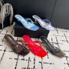 ST02980 Clear PVC Square Toe Heel Mules Women Transparent Strap flip-flops On Summer Heeled Sandals