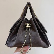 ST76358 CHANEL 25K premium ready to wear series large capacity armpit bag, original factory genuine suede deer skin pattern cowhide
