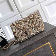 ST76228 CHANEL's popular sequin single shoulder dinner bag CF super shiny sequin bead bag with elegant dual C logo 6171