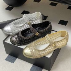 ST15738 CHANEL Fashion sequined flat ballet shoes, comfortable and easy to wear, Mary Jane single shoes, high-end mesh perforated single shoes