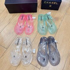 ST99907 Transparent Slippers Square Open Toe Flat Slide Sandals Outdoor Beach Holiday Casual Slip On