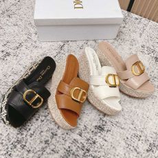 ST75881 Platform Wedge Slide Sandals Open Toe Espadrille Straw Wedge Heel Slip Slippers Luxury Summer Vacation Beach Sandals