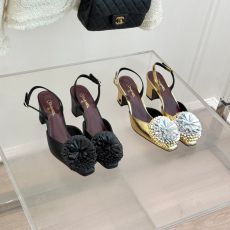ST43640 Noble and flamboyant twin flower high-heeled coarse heel sandals ultimate comfort high-heeled shoes