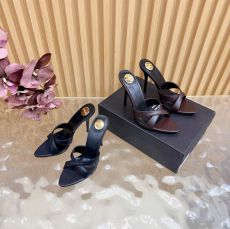 ST86265 Fashionable and versatile high-heeled slippers with pointed toes breathable and minimalist leather sandals