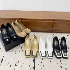ST90108 Retro Square Toe Block Heel Pumps Women's Elegant Two-Tone Suede Heels Classic Office Daily Wear Dress Shoes
