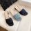 ST94879 Designer Inspired Women Denim Embossed Heel Square Toe Slip On Casual Slide Sandals For Daily Wear